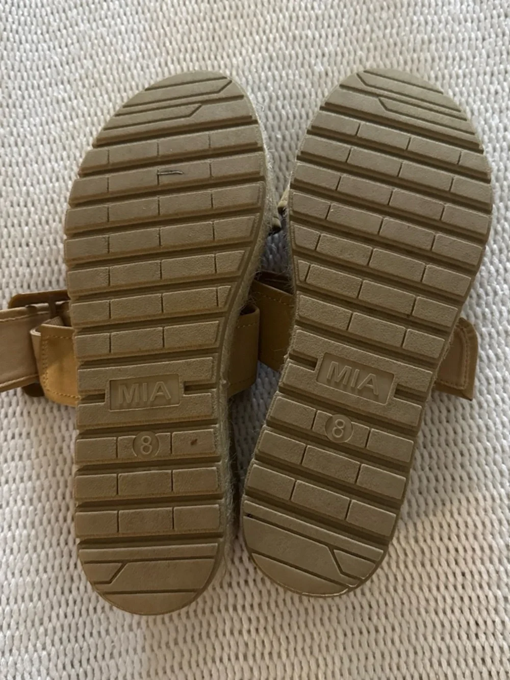 MIA Beige Espadrille Slide Sandals with Tortoiseshell Buckle